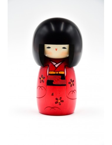 Japanese Kokeshi, decorative doll - Red Innocence (Osanago) | Japan Primavera