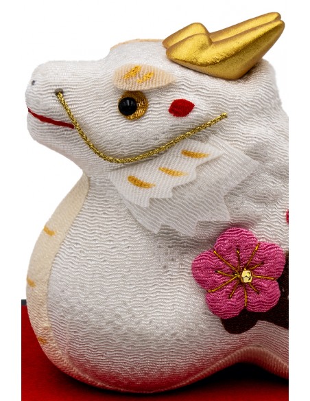 Drago Bianco con il fiore di Sakura, portafortuna Giapponese | Japan Primavera